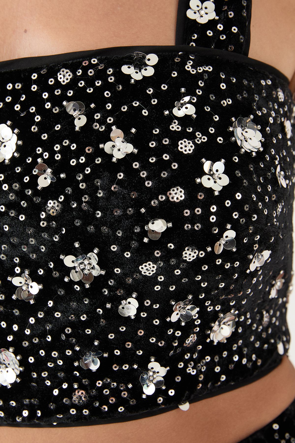 MissPap Premium Velvet Sequin Bralet Black image 5