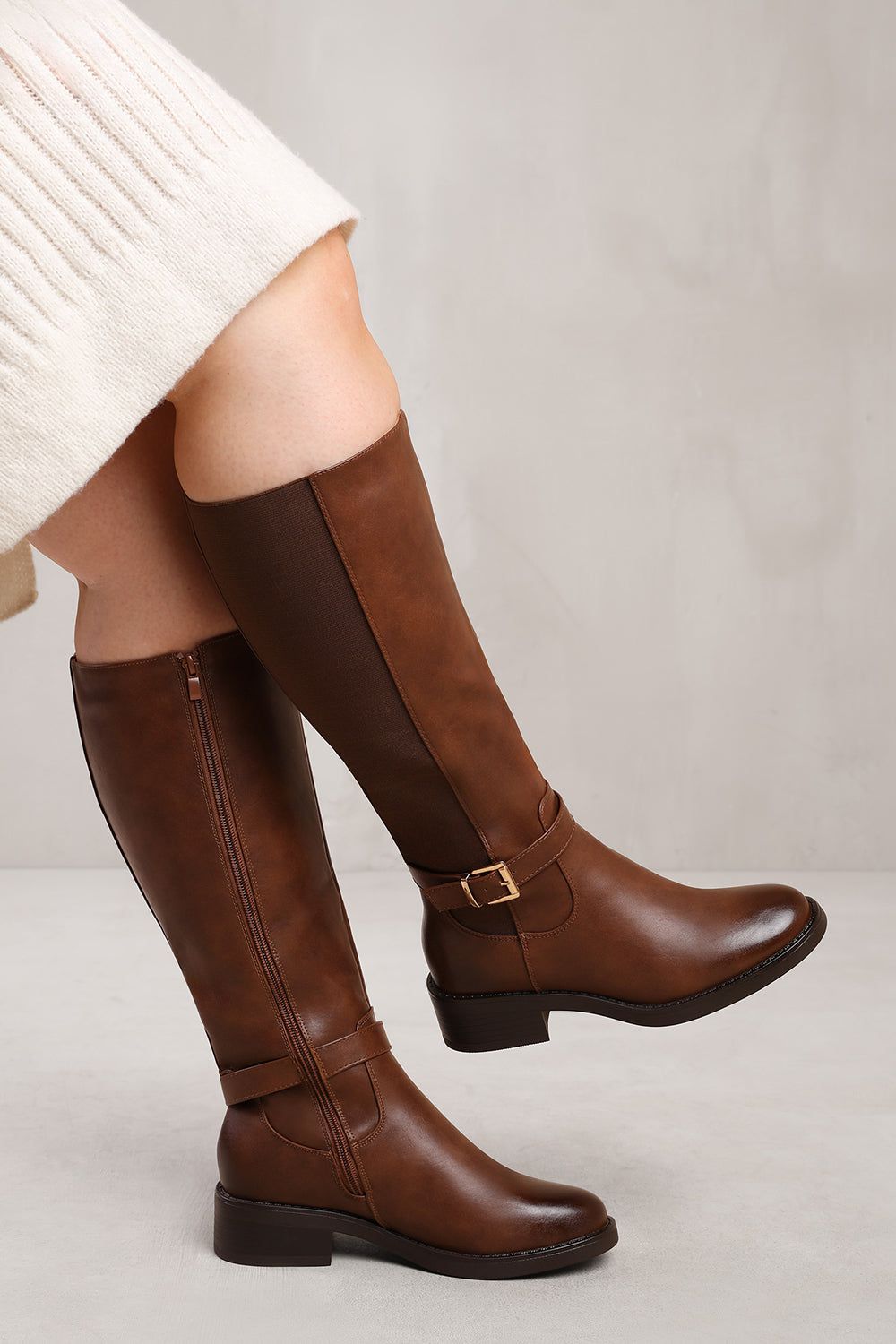 Where's That From 'Bode' Stretch Wide Calf Knee High Boots With Buckle Detail image 4
