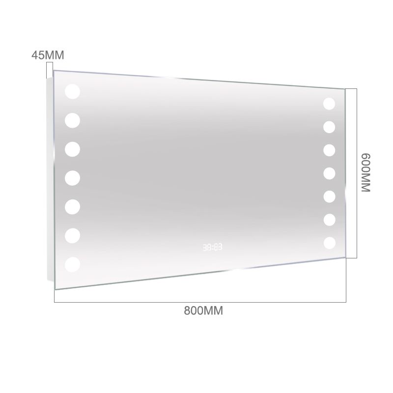 Living and Home Bathroom Horizontal LED Anti-Fog Mirror with Sensor Switch and Clock image 6