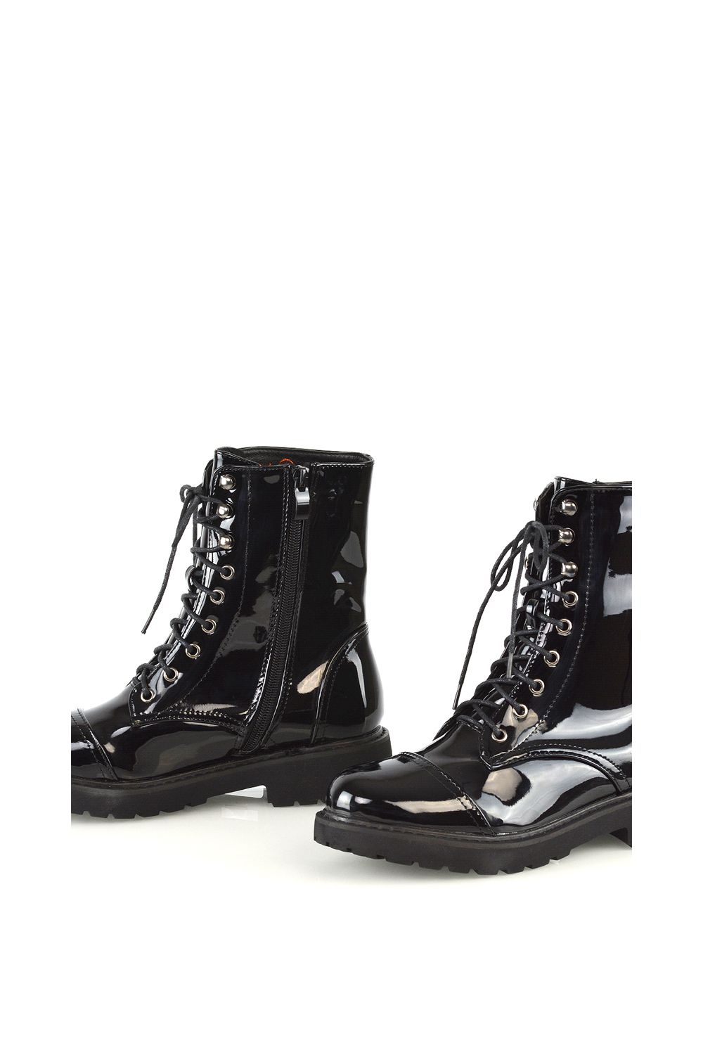 XY London 'River' Lace Up Military Combat Zip-up Flat Ankle Boots image 4