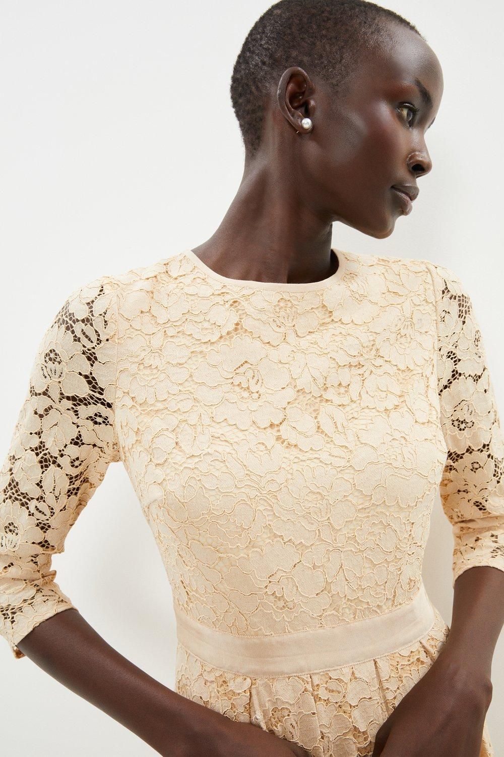 Coast Lace Pleated Fit And Flare Dress Mink image 2