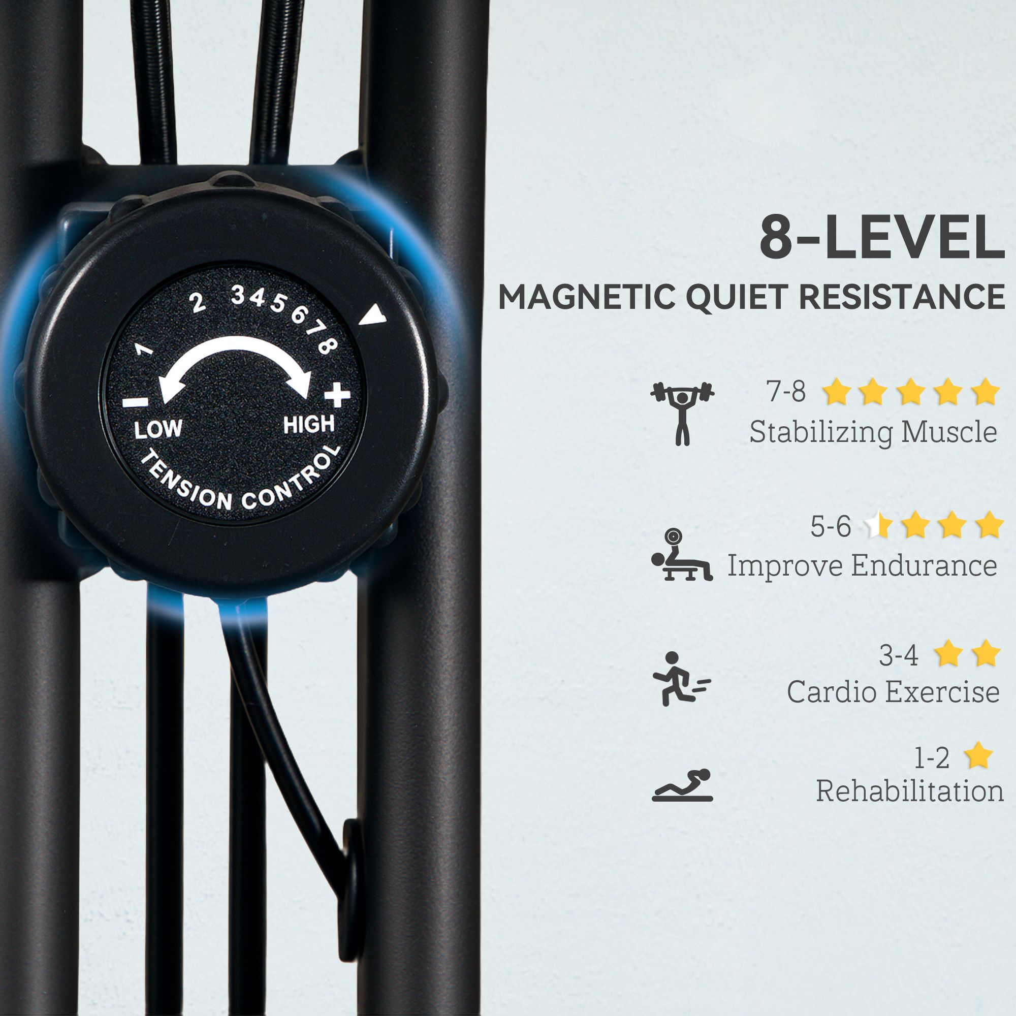 SPORTNOW Folding Exercise Bike with Arm Bands and Hand Pulse Sensor, Black image 6