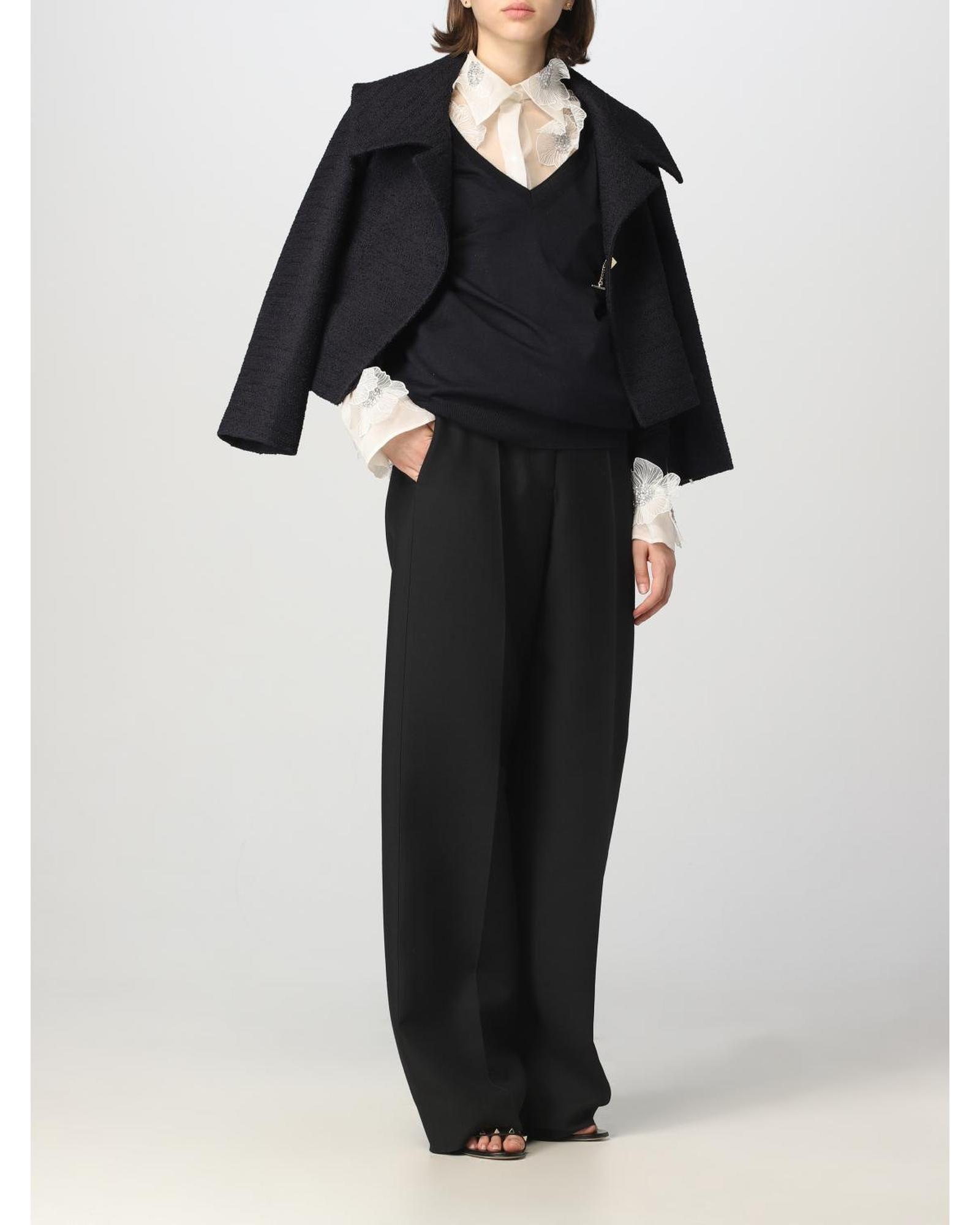 Valentino Wide Leg Wool Trousers Wo - Black Pants image 2