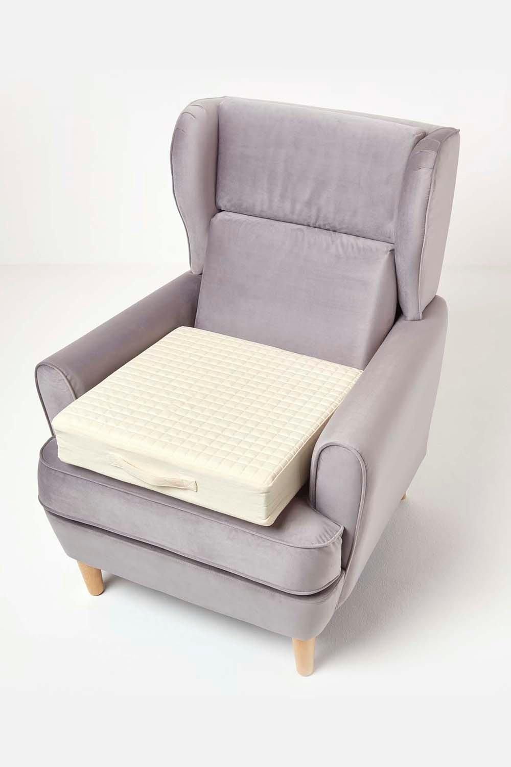 Homescapes Quilted Cotton Armchair Booster Cushion Cover image 6