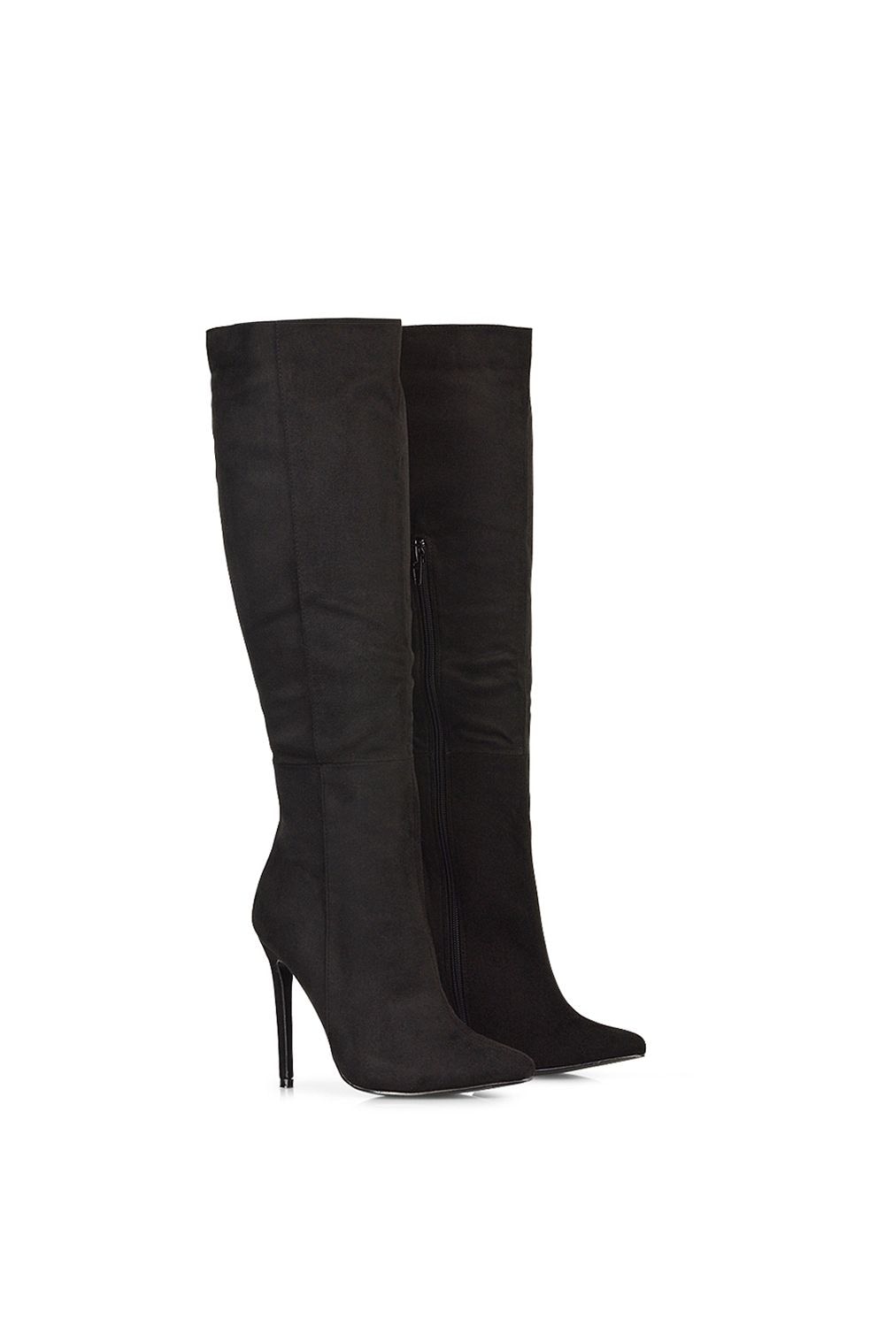XY London 'Nora' Pointed Toe Zip Up Knee High Stiletto Heel Long Boots image 5