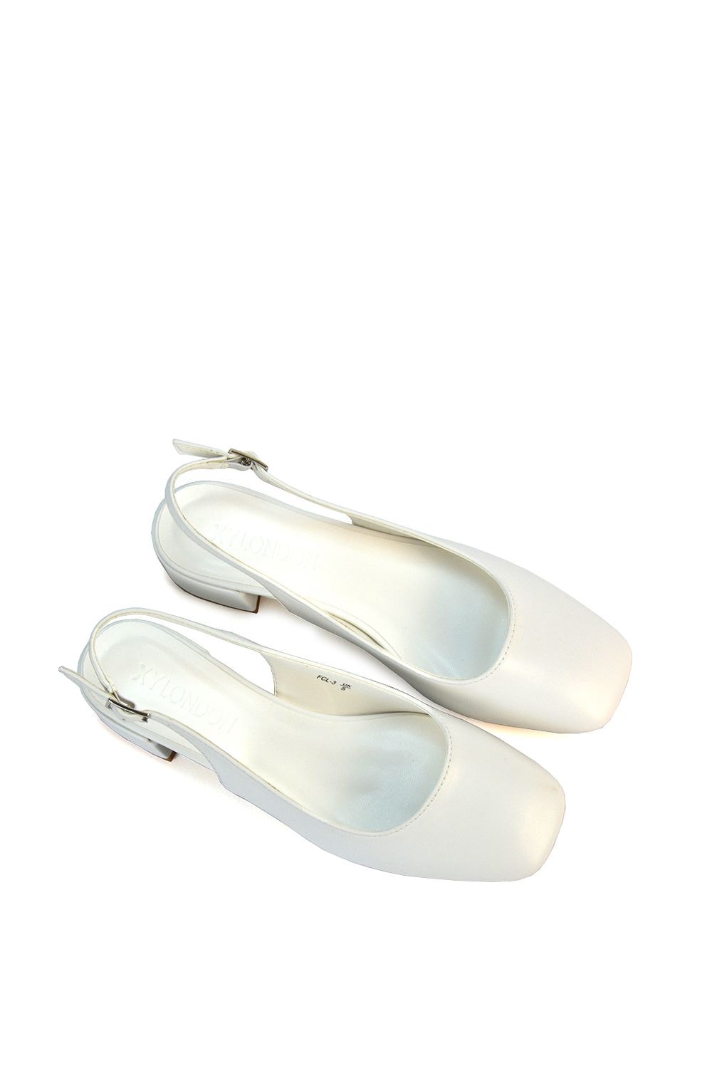 XY London 'Jilly' Square Toe Slingback Low Block Heel Court Shoes image 5