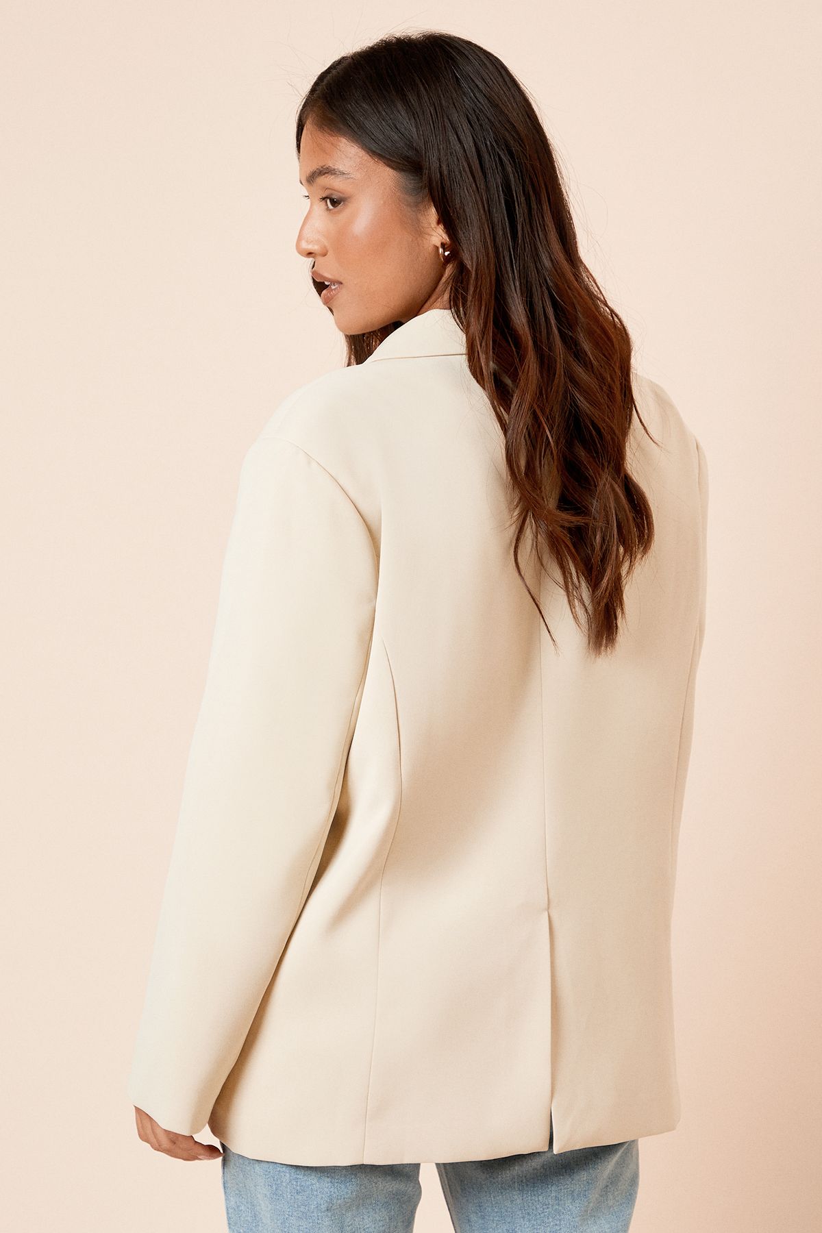 Dorothy Perkins Petite Oversized Double Breasted Blazer Butter image 3
