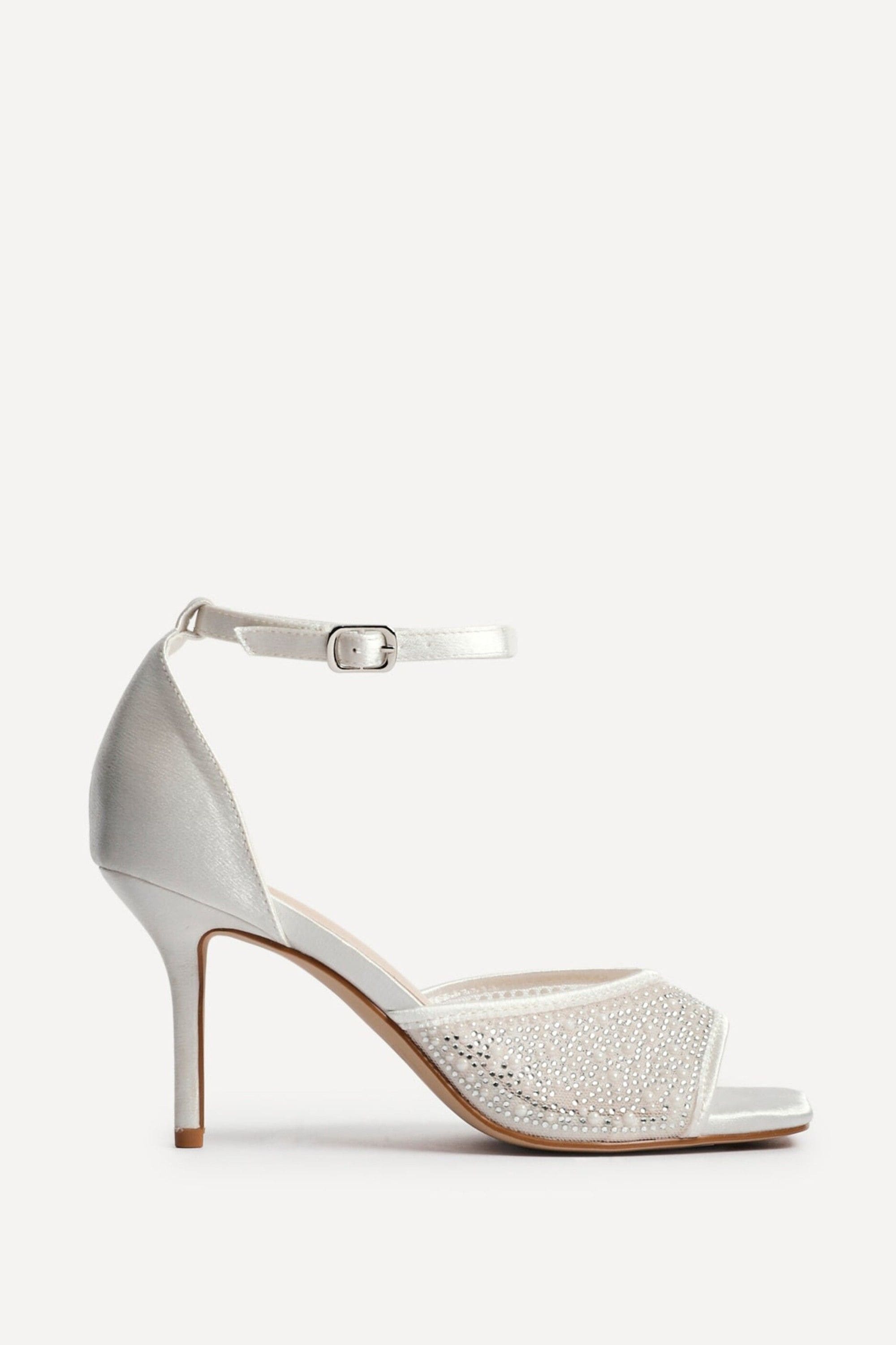 Linzi Encanta Ivory Satin Diamante Mesh Stiletto Heeled Sandal image 1