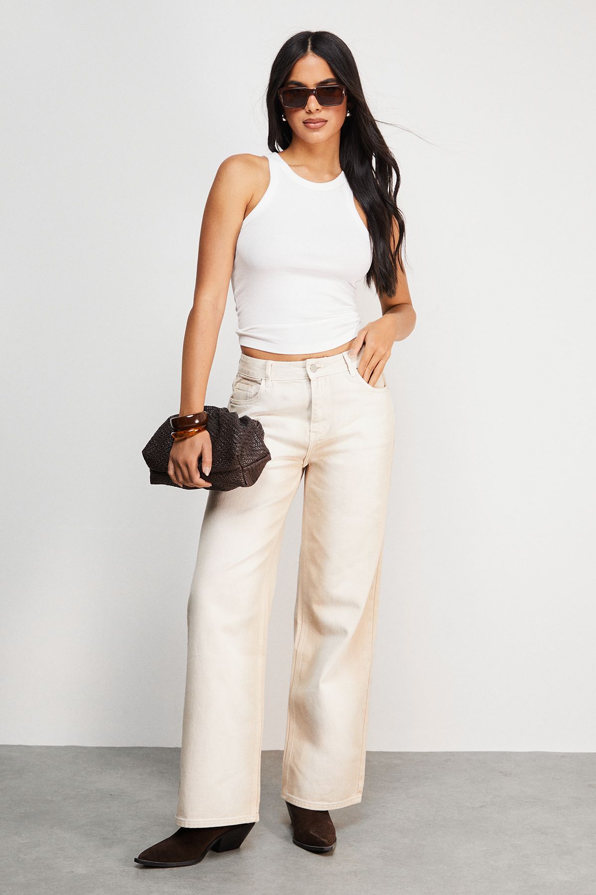 Warehouse Ombre Denim Ecru Dad Jean Ecru image 1