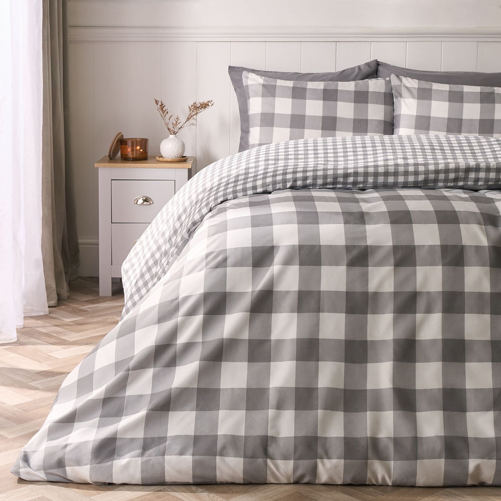 OHS Gingham Reversible Bedding Set Duvet Cover with Pillowcase image 2