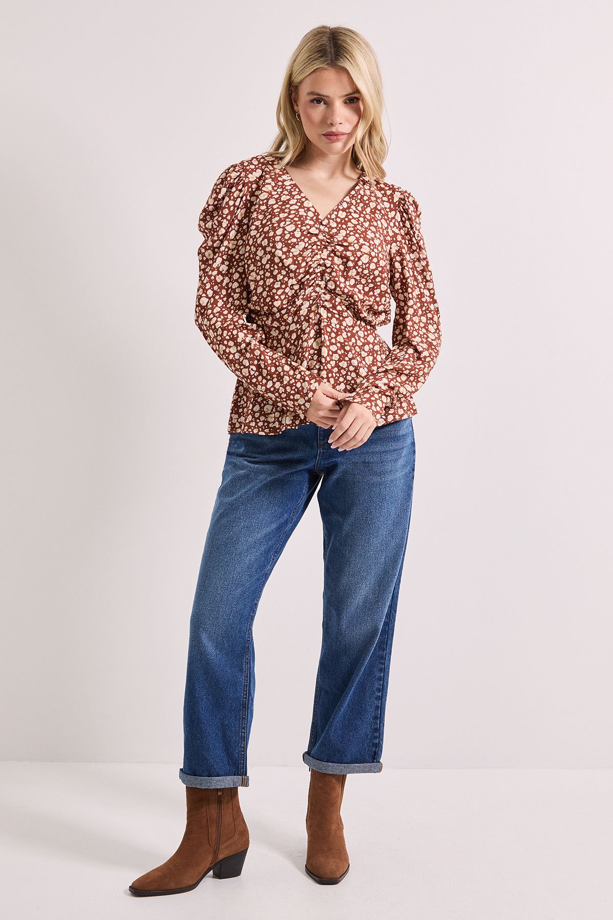 Dorothy Perkins Animal Button Detail Printed Peplum Blouse Animal image 2