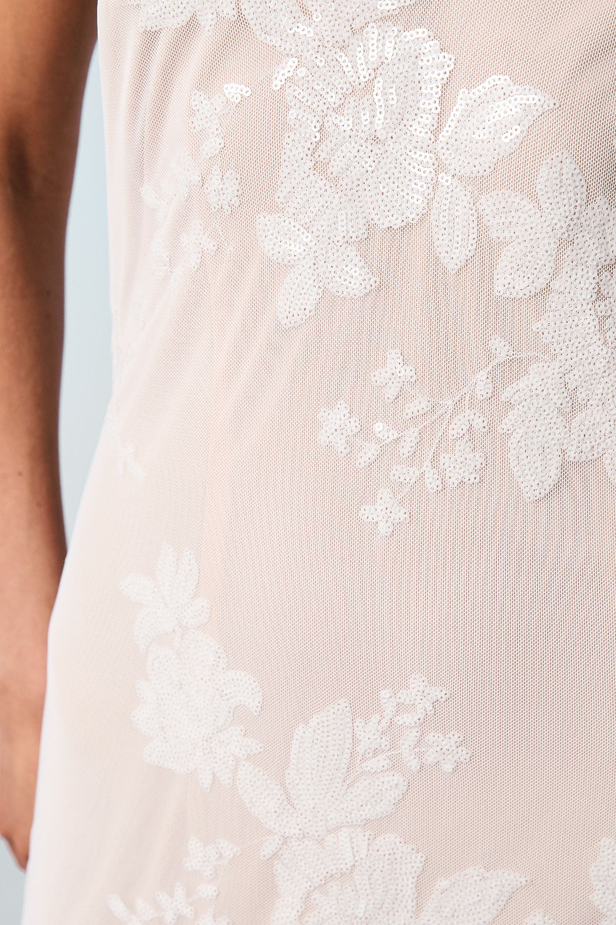 Coast V Neck Embellished Mesh Cami Maxi Wedding Dress Ivory image 5