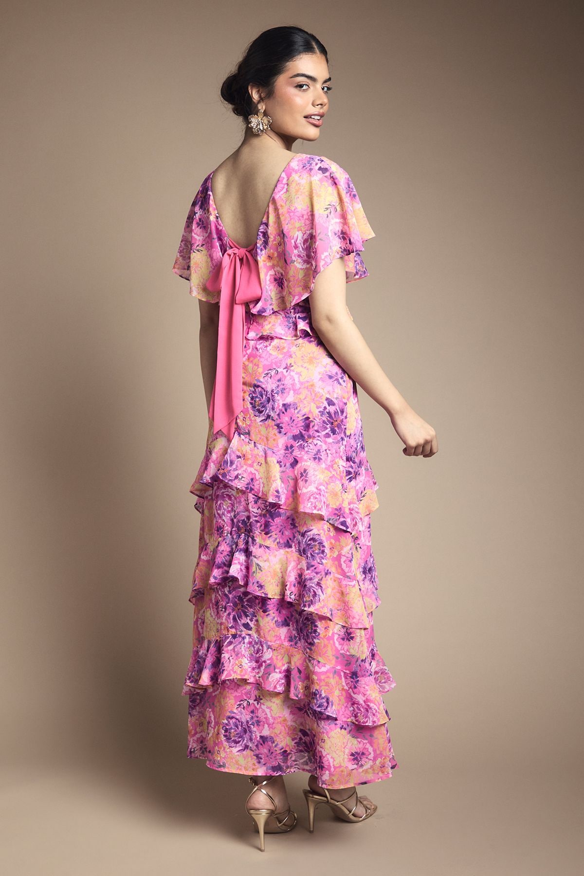 Oasis Ruffle Detail Maxi Dress Pink image 3