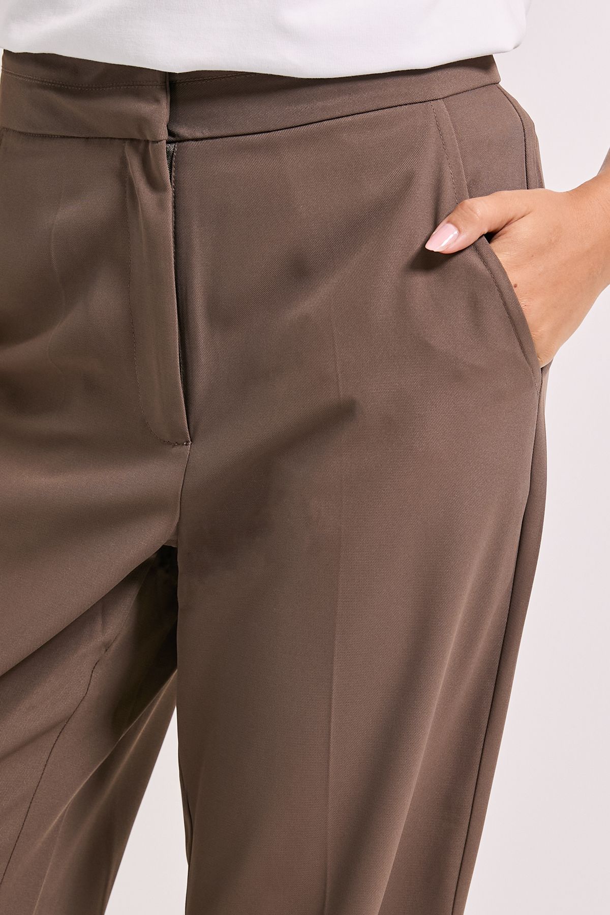 Dorothy Perkins Stitch Waistband Straight Leg Trouser Mocha image 2