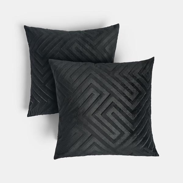 OHS 2 x Matte Geo Velvet Cushion Covers Soft