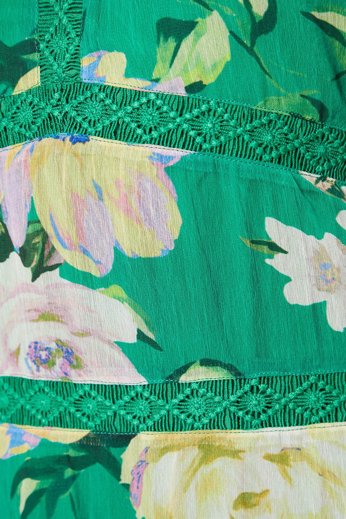 Oasis Floral Printed Chiffon Lace Insert Dress Green image 5