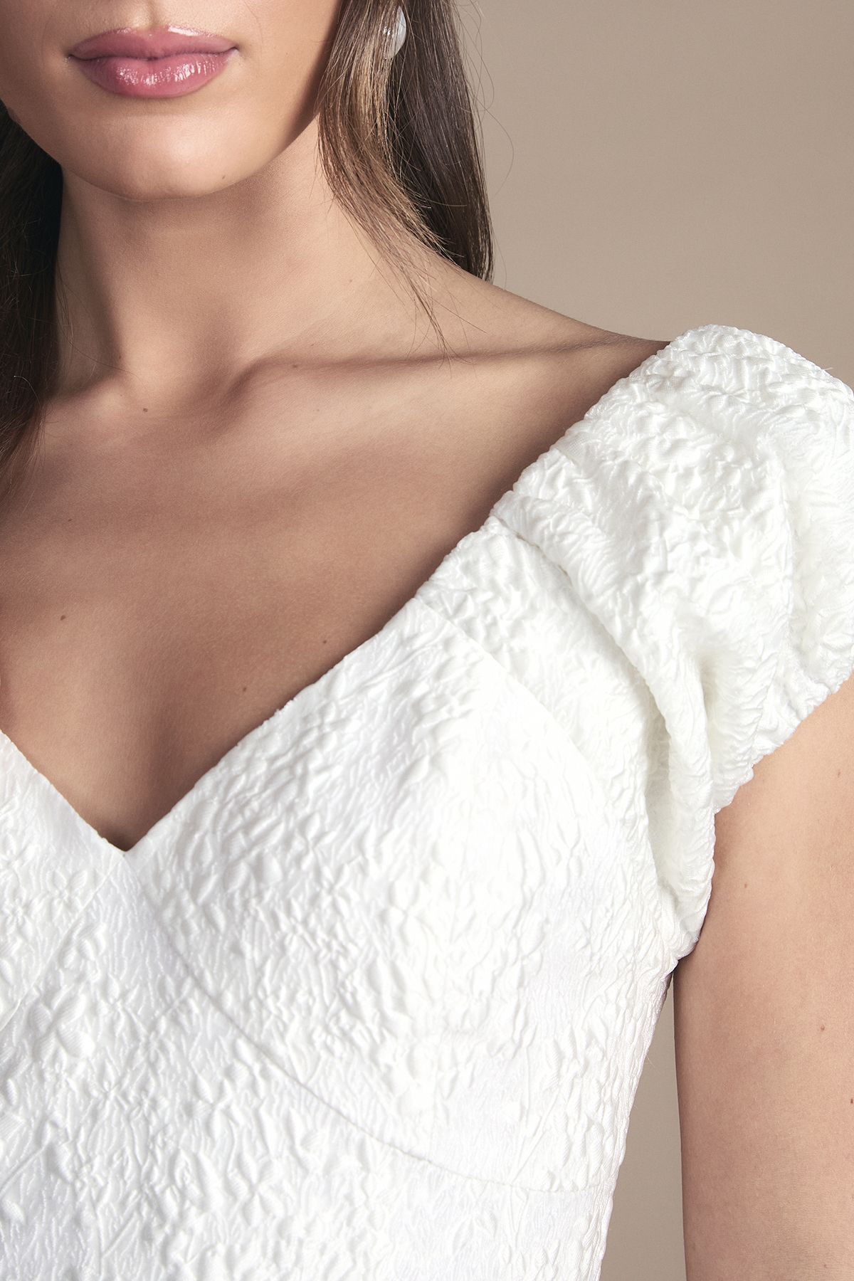 Oasis Sweetheart Textured Bridal Mini Dress Ivory image 5