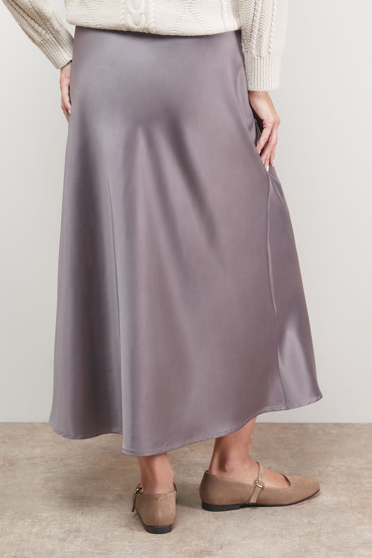 Oasis Satin Bias Cut Maxi Skirt Mocha image 5