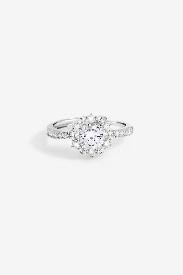 Jon Richard Rhodium Plated Statement Crystal Engagement Ring