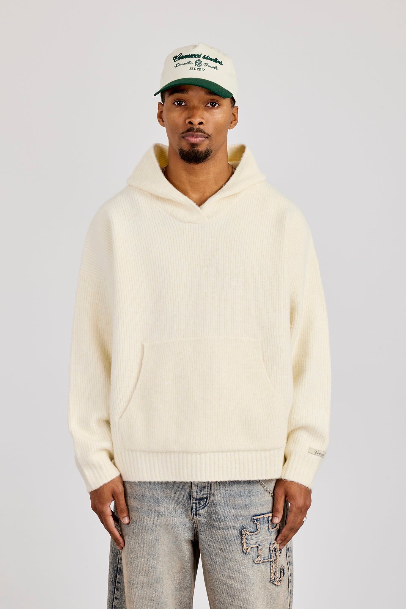 Cernucci Rib Knitted Hoodie - Off White image 2