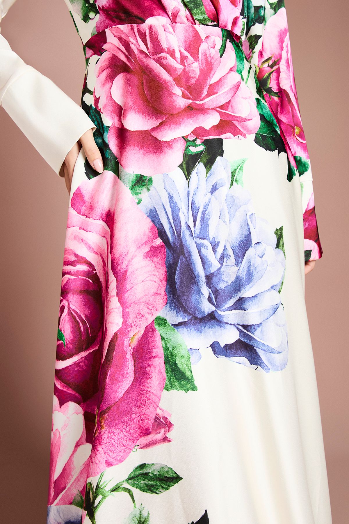 Coast Placement Print Wrap Front Gown Ivory image 4