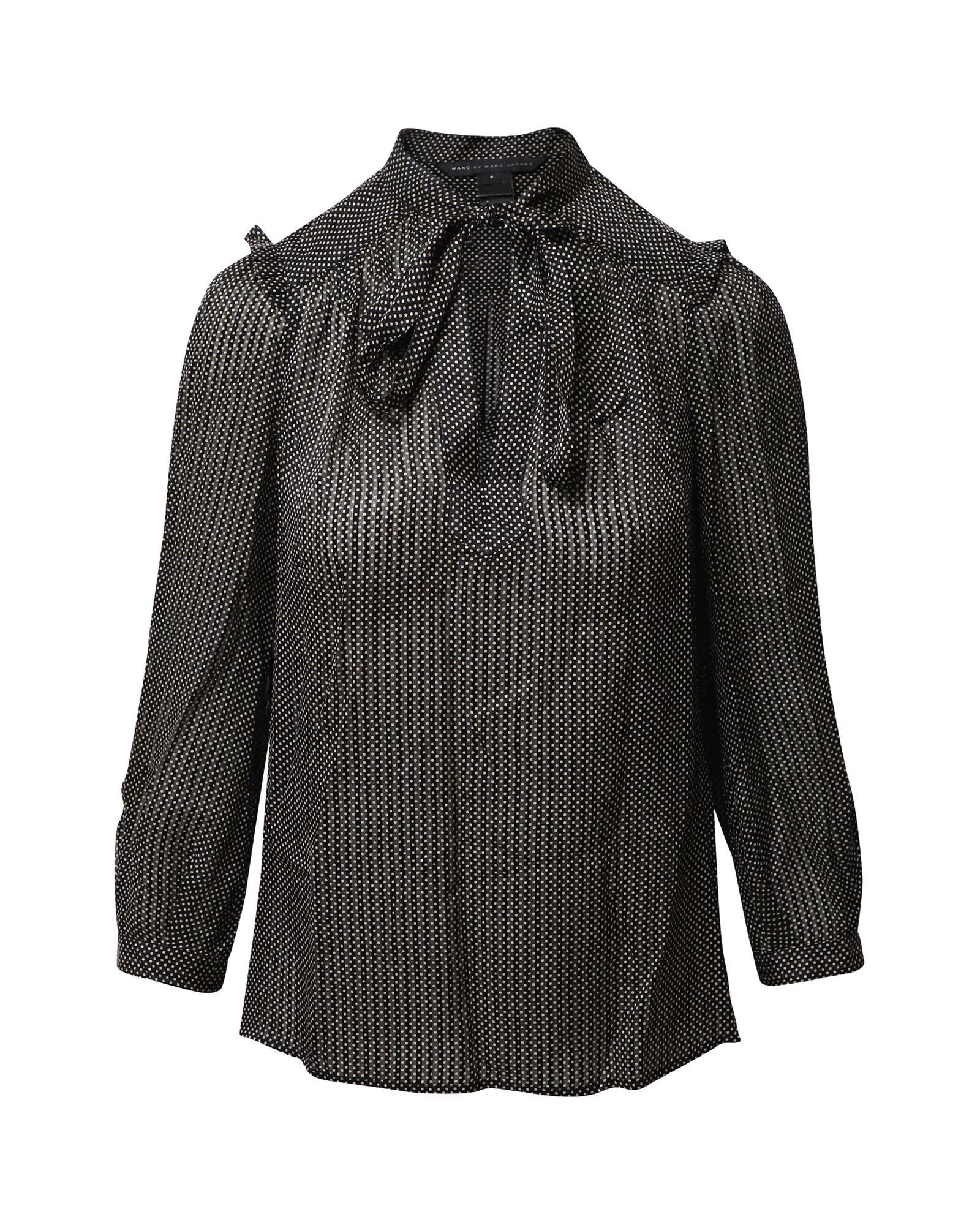 Marc Jacobs Preloved Polka Dot Blouse Three Quarter Sleeves Wo - Black image 1