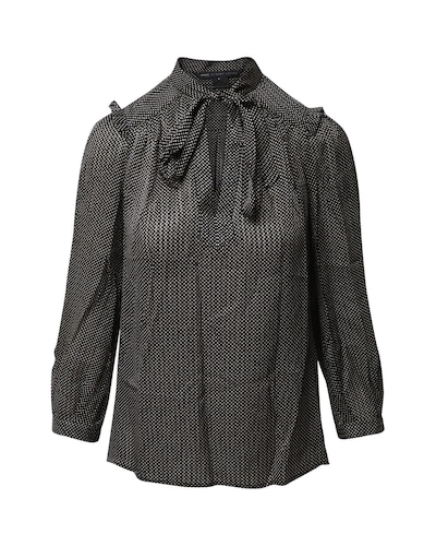 Marc Jacobs Preloved Polka Dot Blouse Three Quarter Sleeves Wo - Black