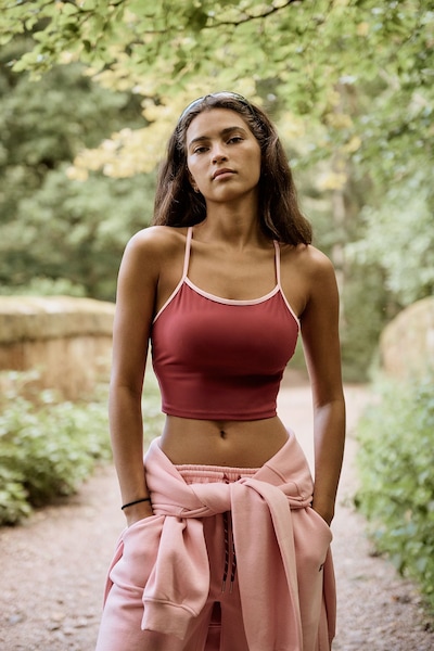 DSGN Studio DSGN Studio Sport Contrast Binding Strappy Cami Top Burgundy
