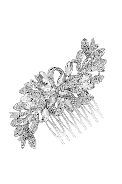 Jon Richard Louisa Silver Navette Crystal Ribbon Swirl Comb