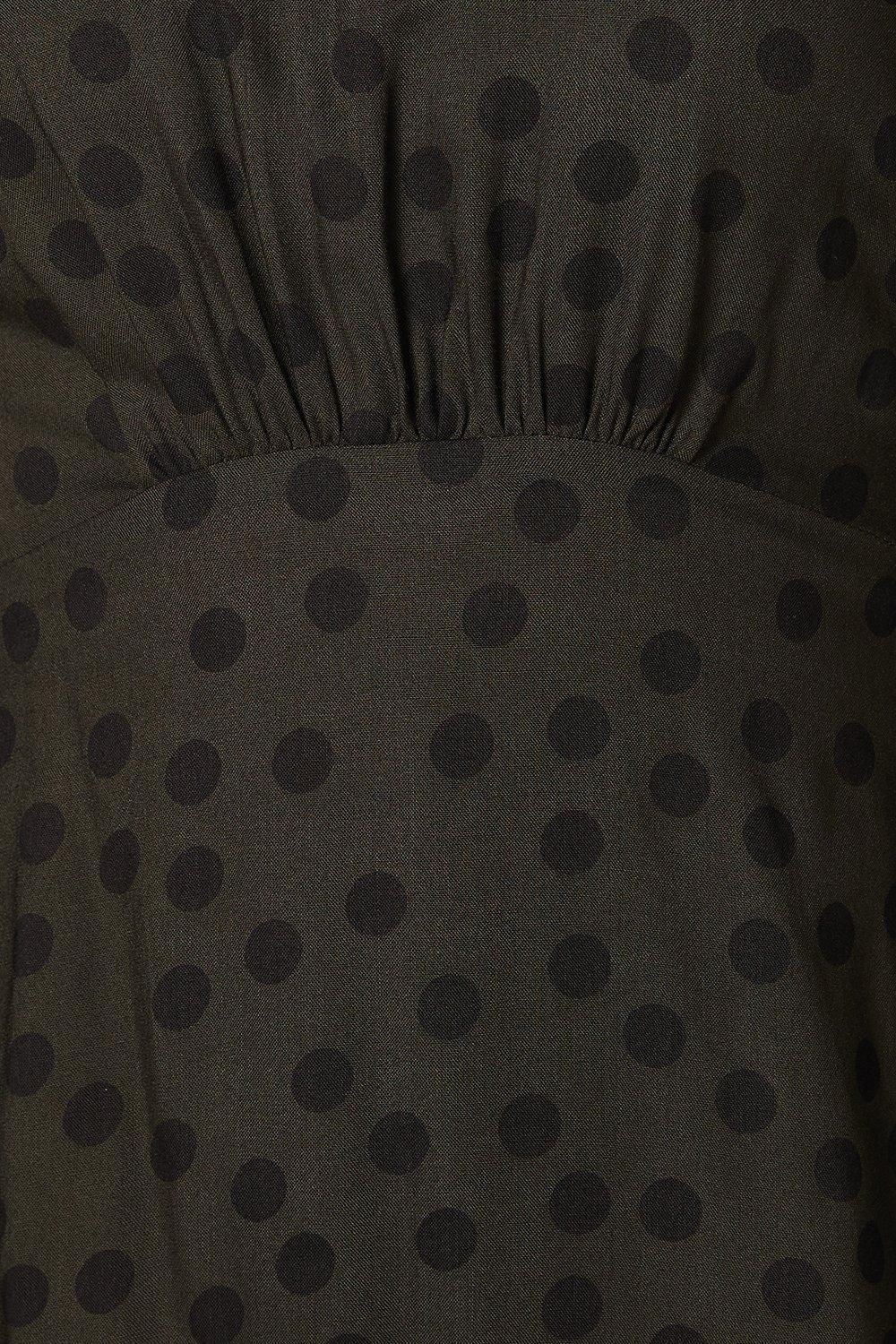 Dorothy Perkins Khaki Spot Shirred Cuff Mini Dress Khaki image 5