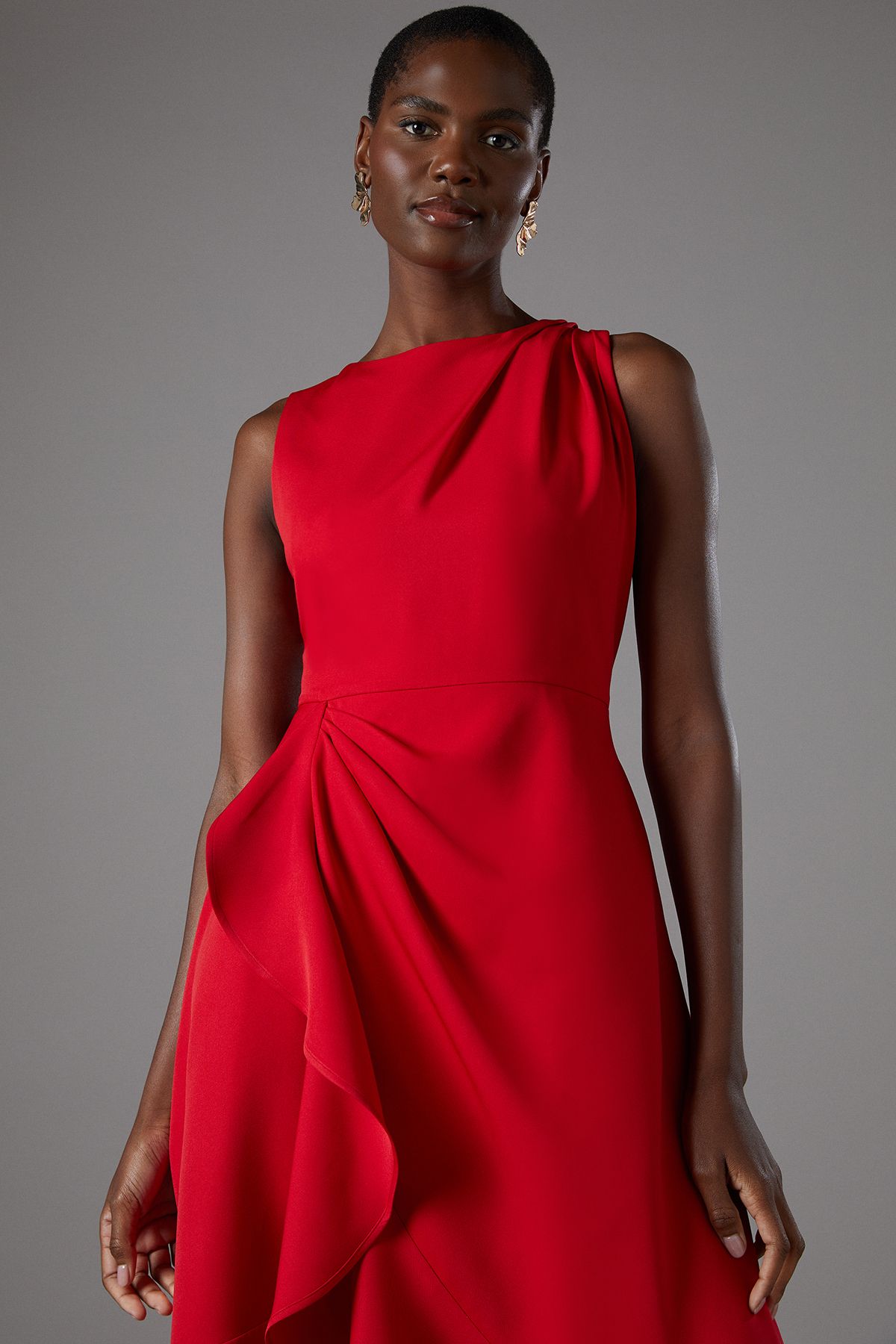 Coast Waterfall Crepe Midi Dress Red image 4