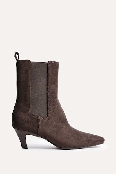 Linzi Ritual Brown Faux Suede Kitten Heel Chelsea Boot