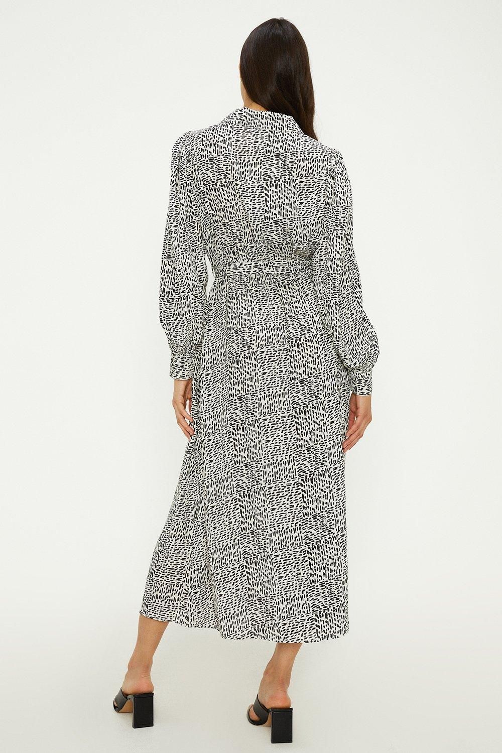 Oasis Mono Abstract Tie Midi Shirt Dress Mono image 4