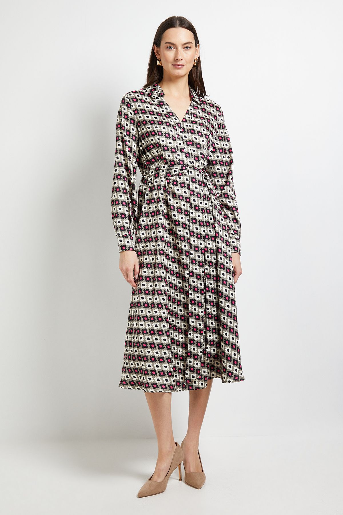 Principles Contrast Collar Shirt Dress Green