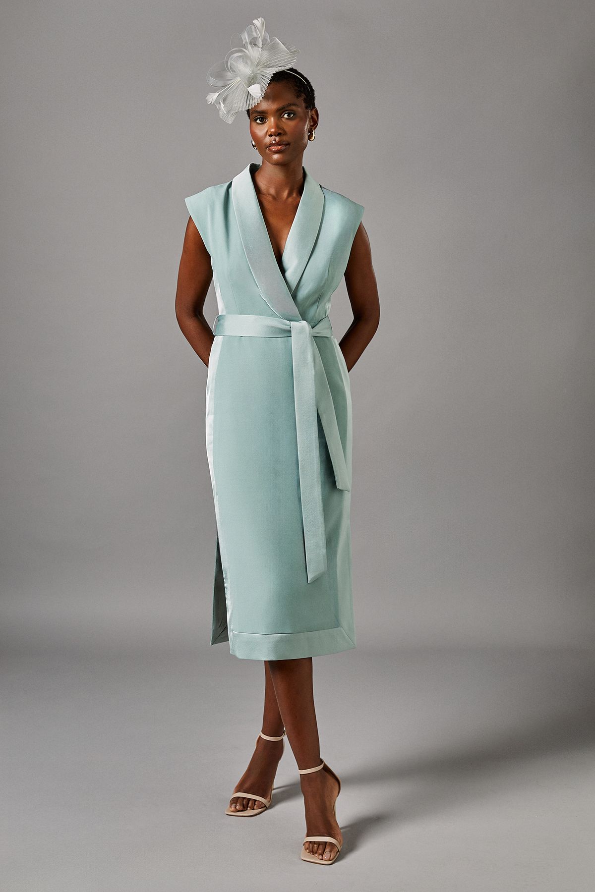 Coast Tux Satin Dress Sage image 1