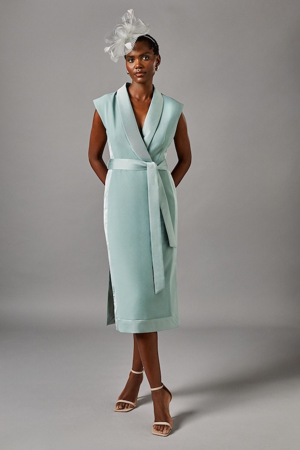 Coast Tux Satin Dress Sage