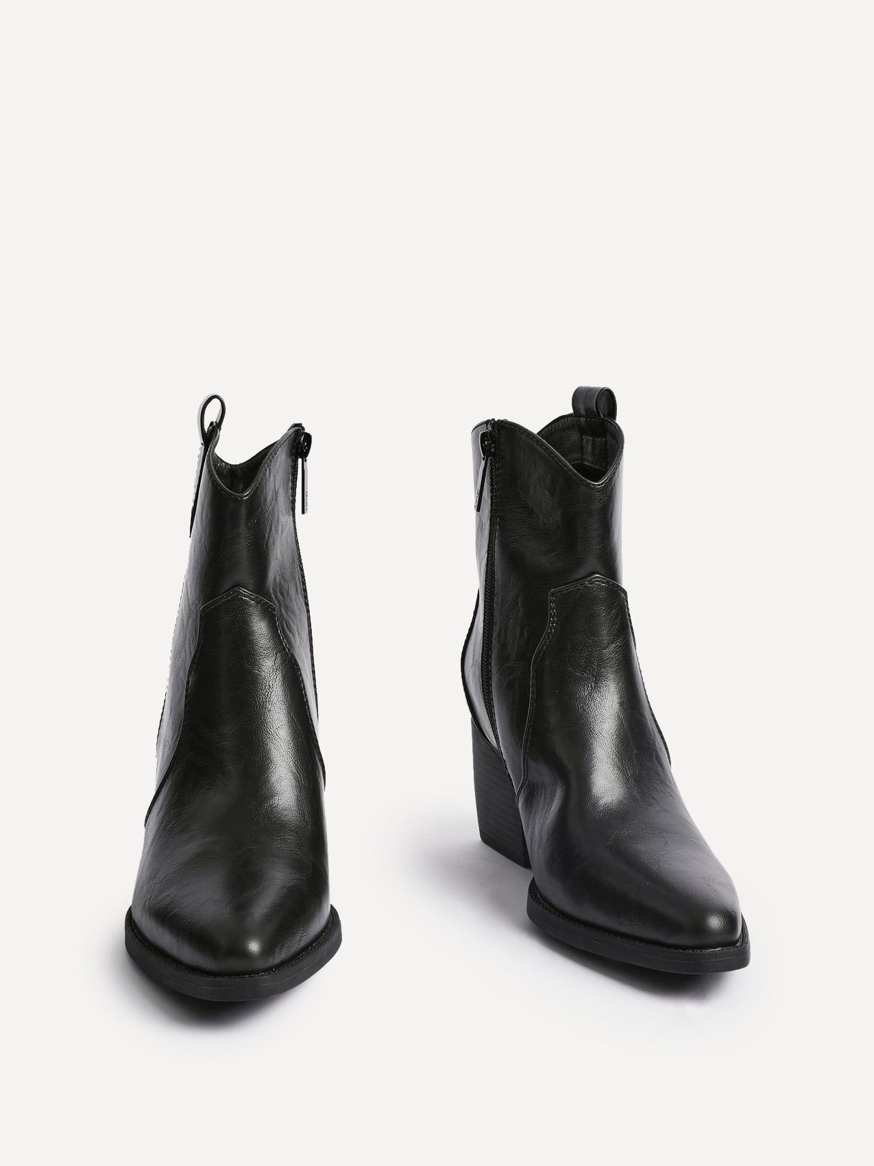 Linzi Jessie Black Faux Leather Western Ankle Boot image 3