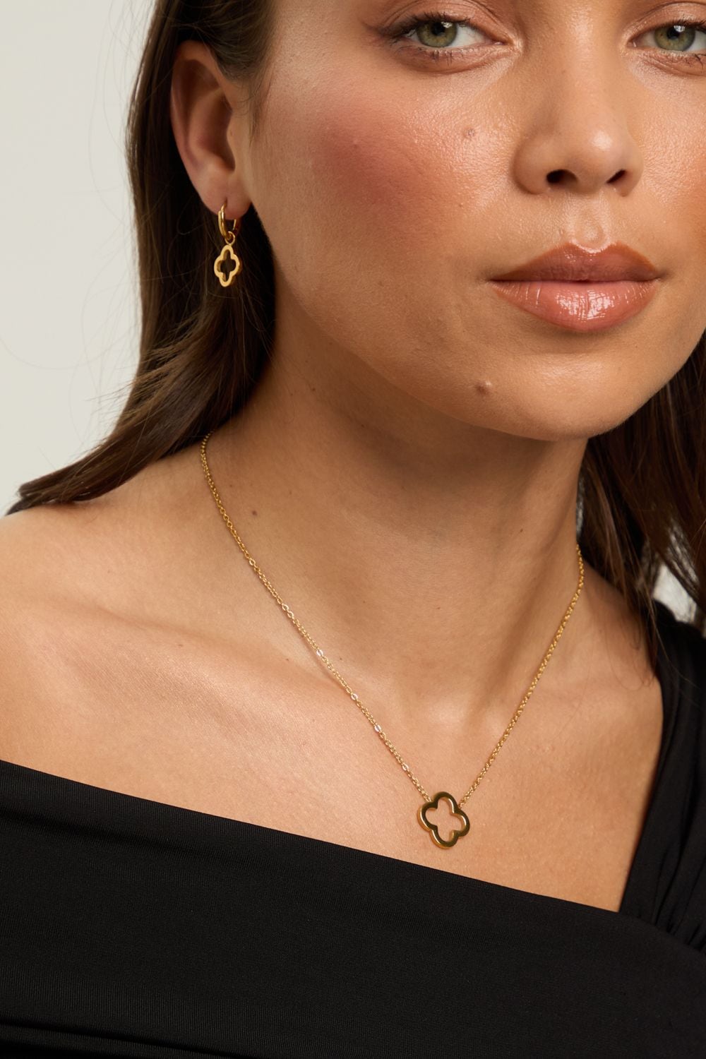 Jon Richard Waterproof Gold Plated Clover Huggie Hoops image 3