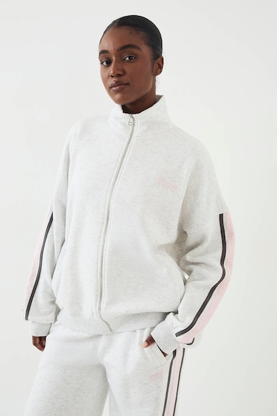 DSGN Studio DSGN Studio Sport Colour Block Funnel Neck Zip Through Sweatshirt Ash Grey