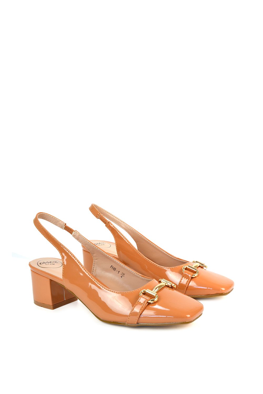 XY London 'Selena' Square Toe Slingback Mid Block Heel Ballet Court Shoes image 3