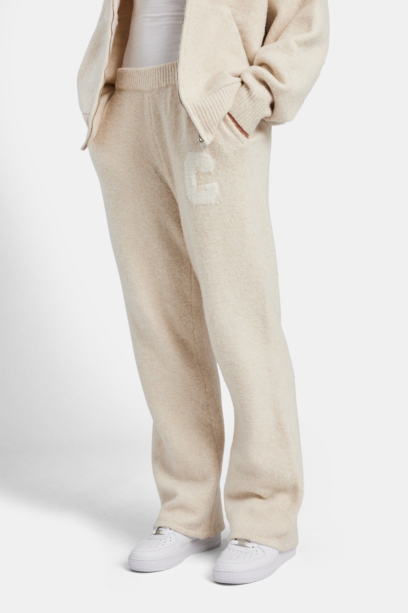 Cernucci Wide Leg Knitted Jogger - Oatmeal image 1