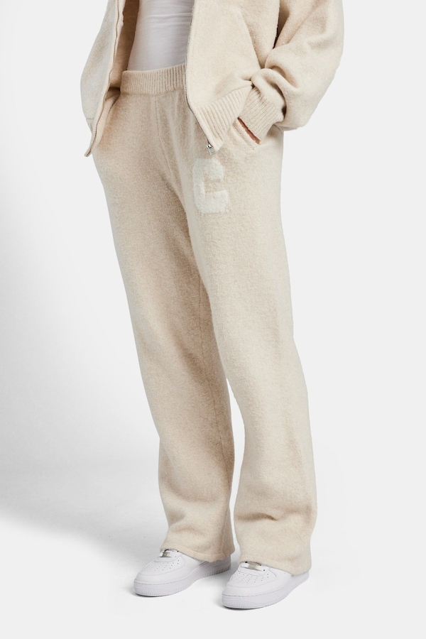 Cernucci Wide Leg Knitted Jogger - Oatmeal