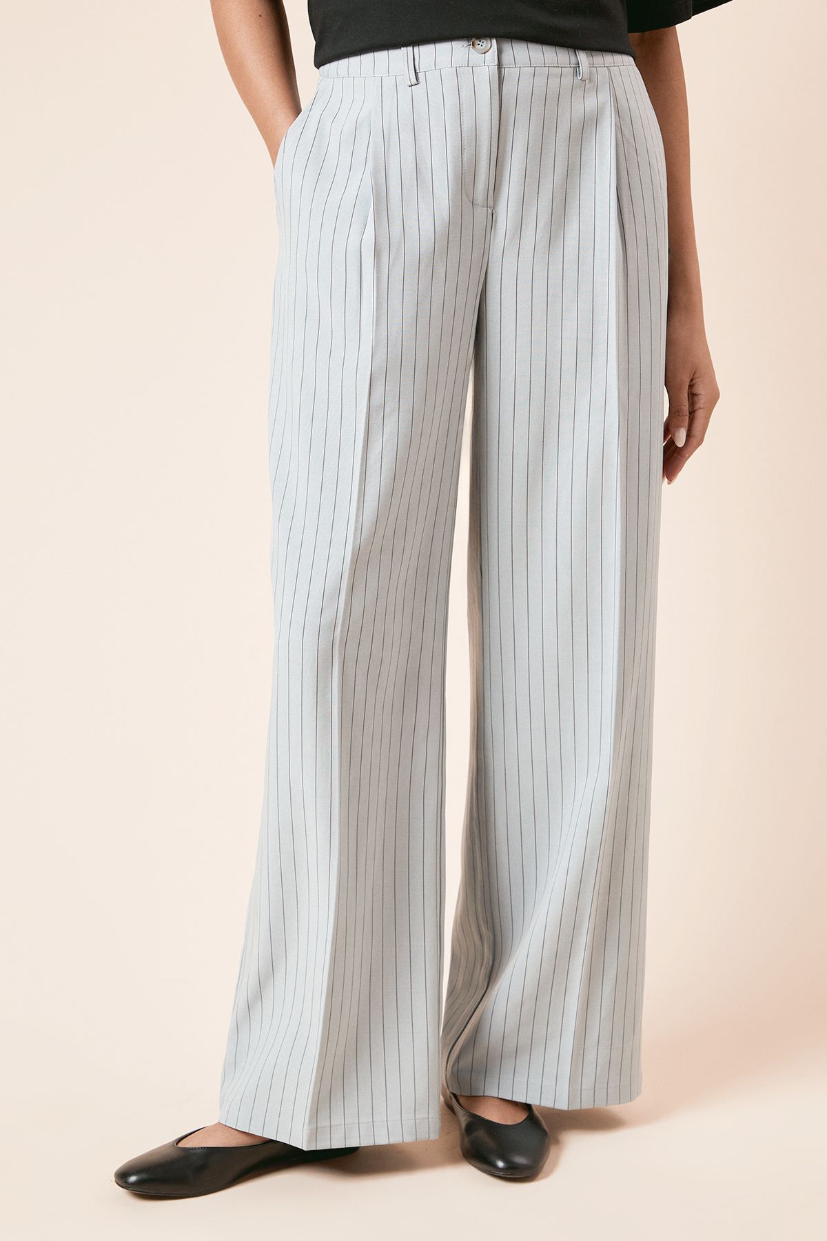 Dorothy Perkins Pinstripe Wide Leg Trouser Light Blue image 2