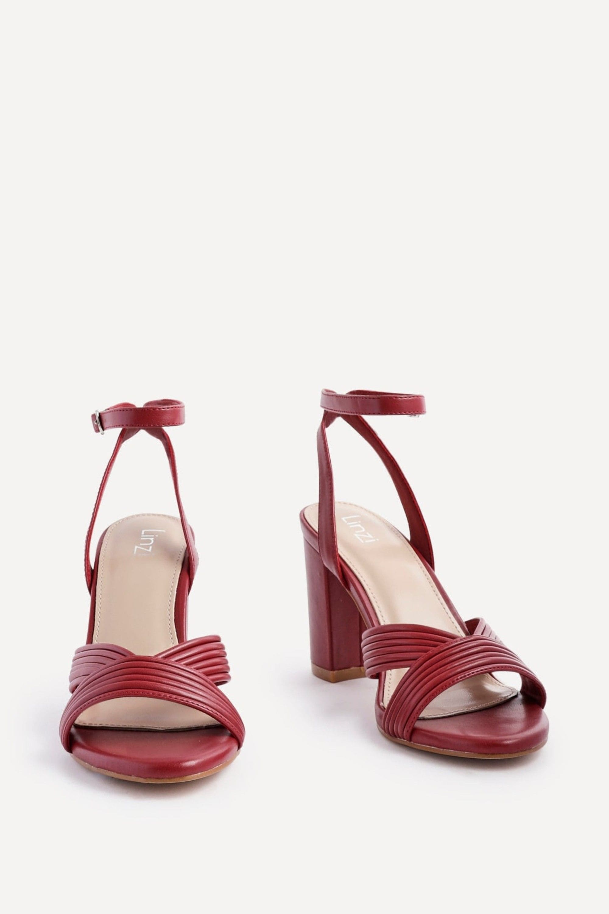 Linzi City Burgundy Faux Leather Block Heel image 3