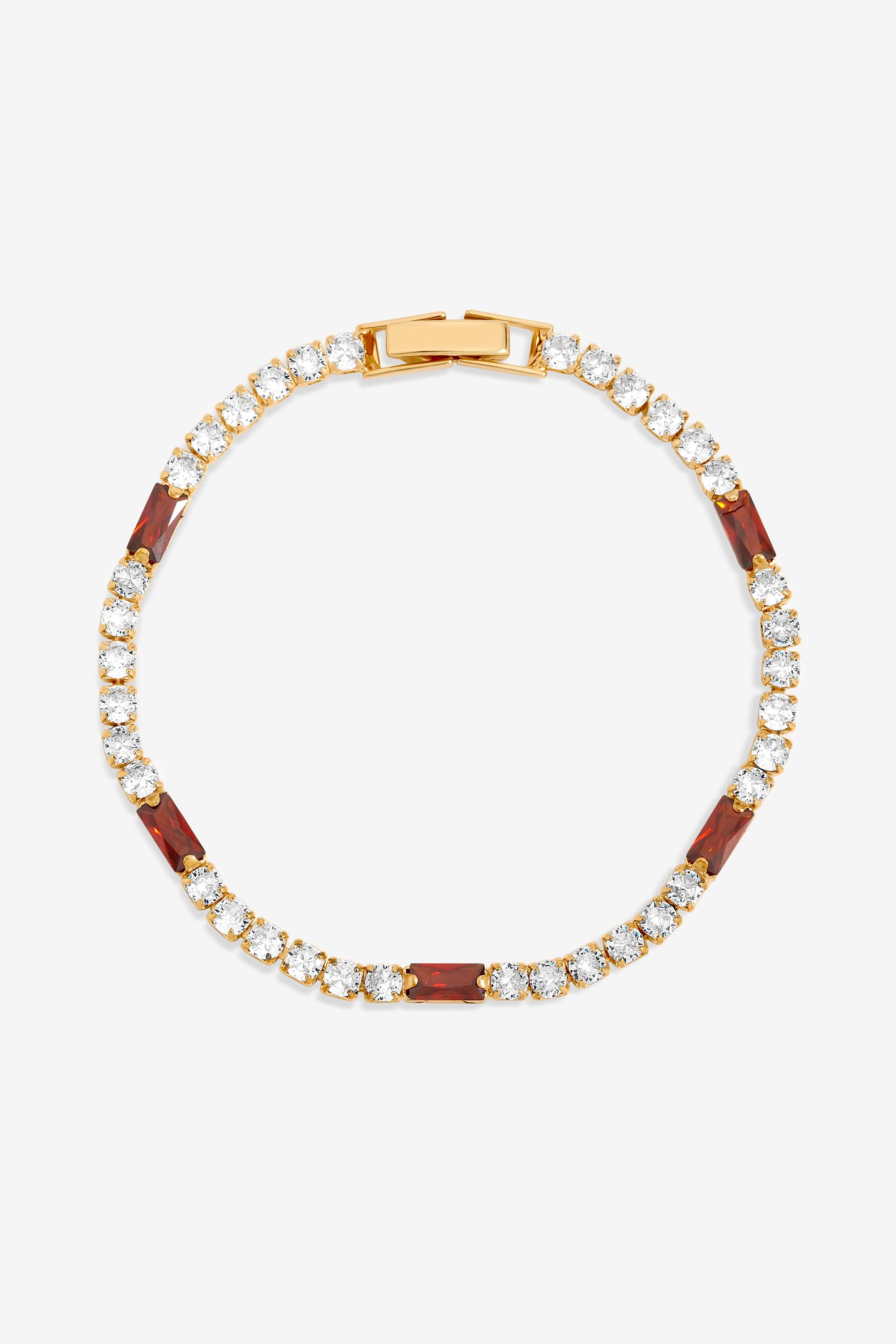 Jon Richard Gold Plated Round Stone and Ruby Tennis Bracelet image 1
