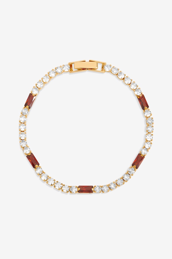 Jon Richard Gold Plated Round Stone and Ruby Tennis Bracelet