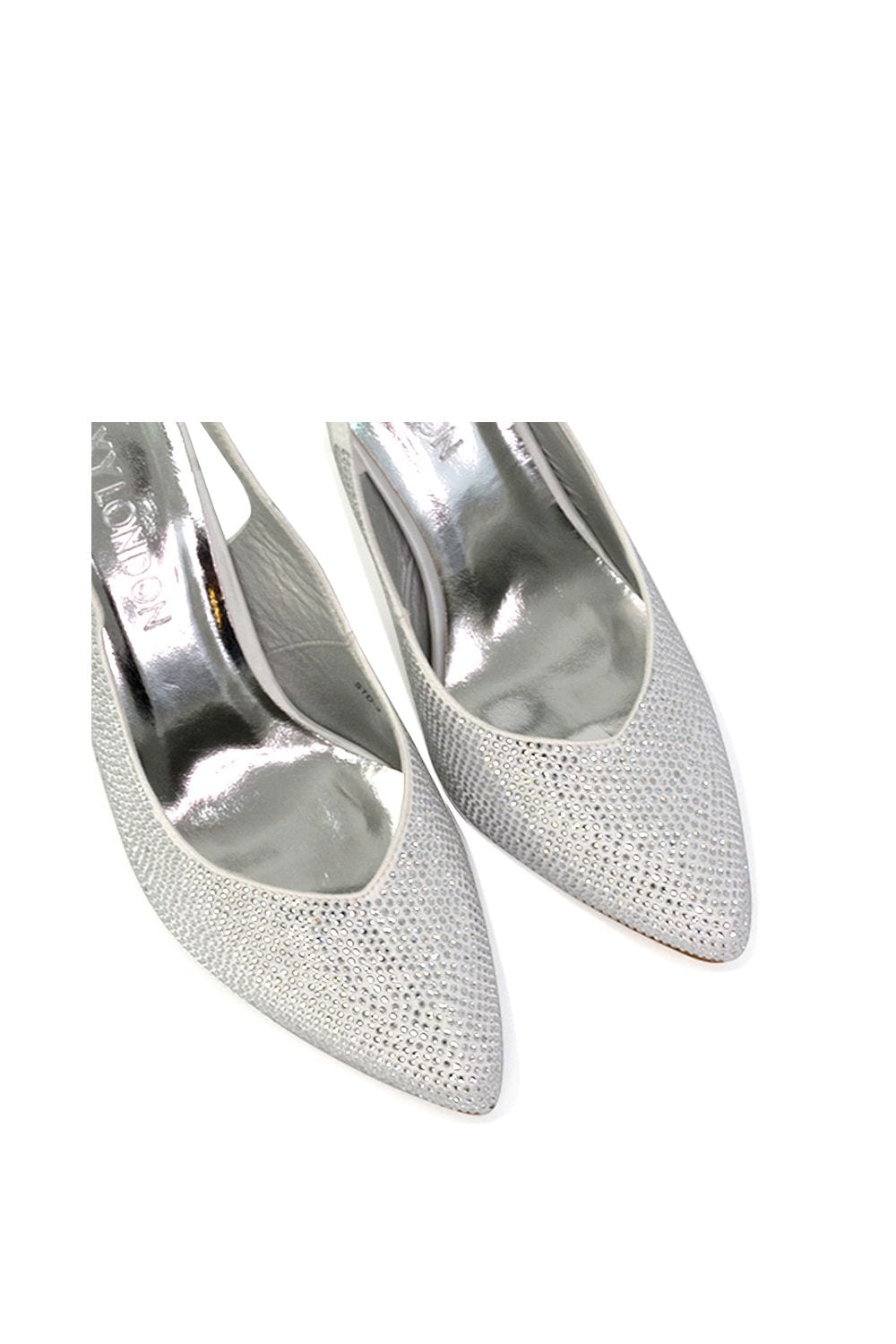 XY London 'Divine' Diamante Pointed Toe Slingback Bridal High Heel Stilettos image 4