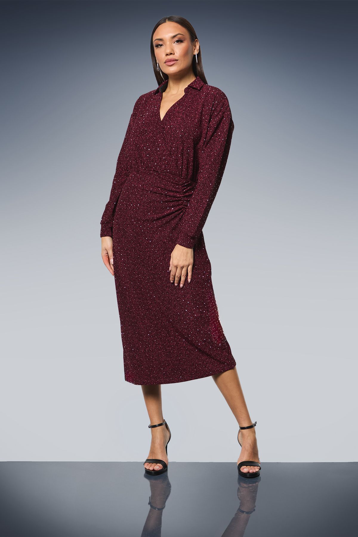 Principles Burgundy Hot Fix Jersey Shirt Dress Burgundy