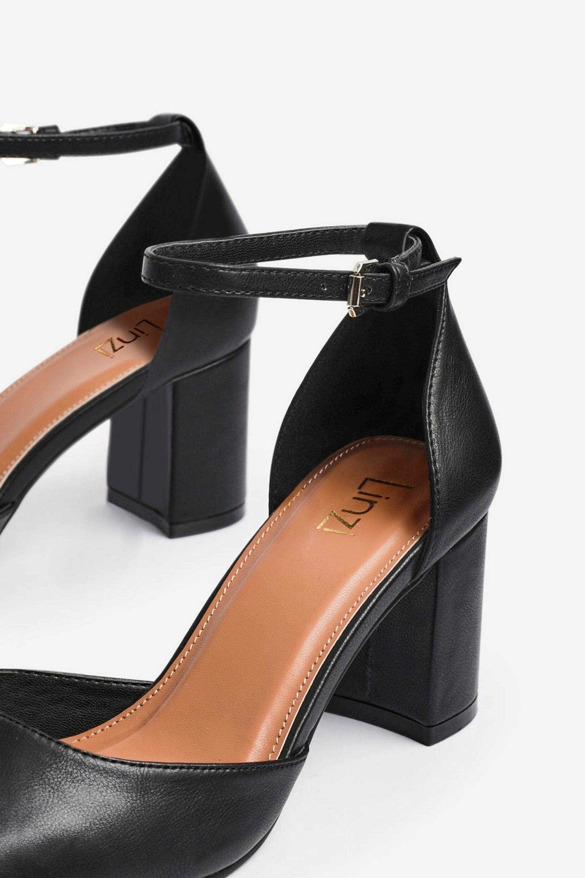 Linzi Sydney Black Faux Leather Square Toe Court Heel image 4