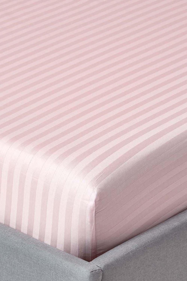 Homescapes Egyptian Cotton Satin Stripe Fitted Sheet 12 inch 330 Thread Count